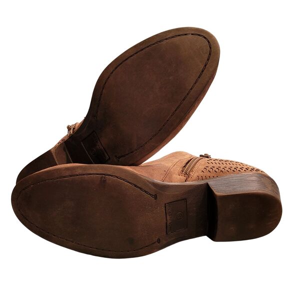 Alfani Piper Brown Suede Booties Side Zipper Memory Foam Cushion Chunky Heel - Picture 6 of 6